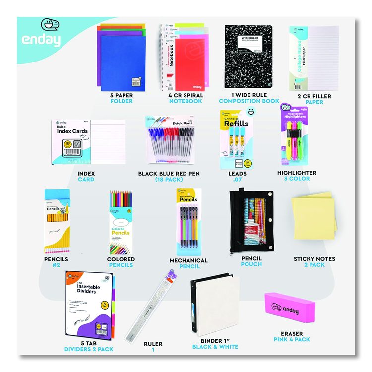 Back to School Supplies Kit for High School/College