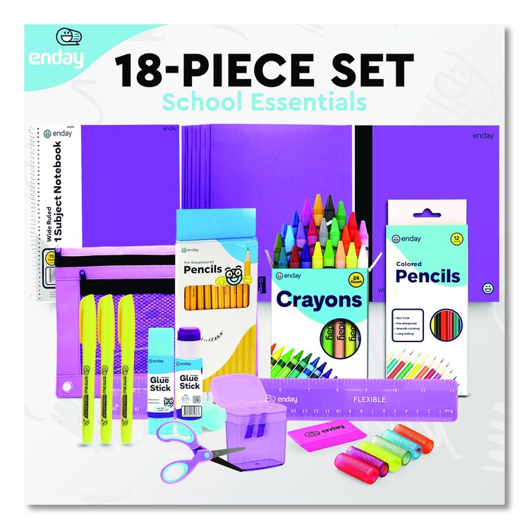 Back to School Supplies Kit for Grades K-5, Purple