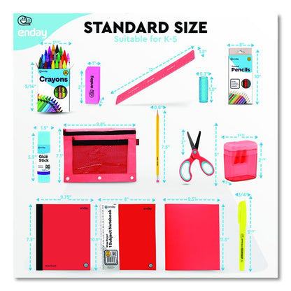 Back to School Supplies Kit for Grades K-5, Red