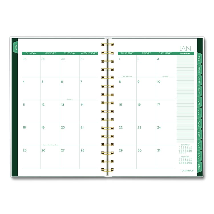 Emerald Isle Weekly/Monthly Planner, 8.5 x 5.5, Green Marbled Cover, 12-Month (Jan-Dec): 2026