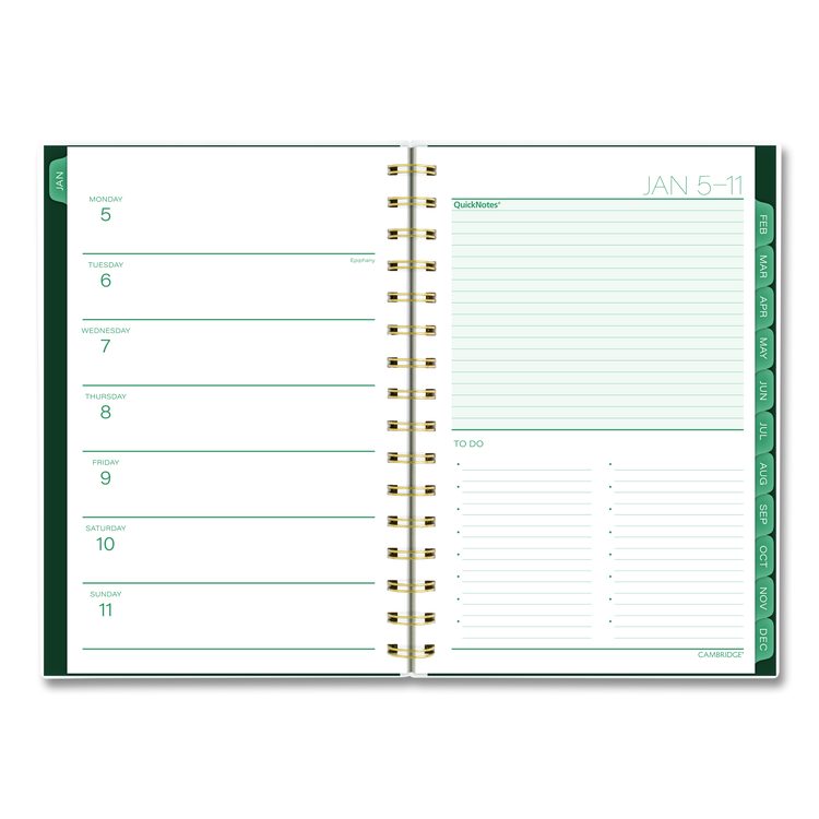 Emerald Isle Weekly/Monthly Planner, 8.5 x 5.5, Green Marbled Cover, 12-Month (Jan-Dec): 2026