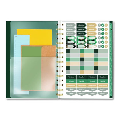 Emerald Isle Weekly/Monthly Planner, 8.5 x 5.5, Green Marbled Cover, 12-Month (Jan-Dec): 2026