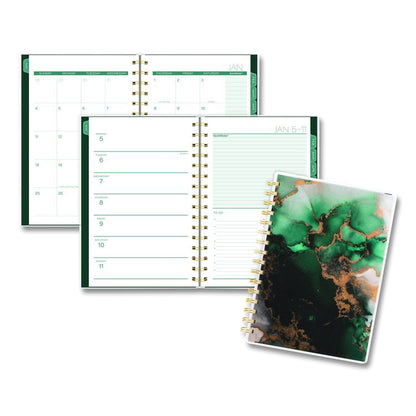 Emerald Isle Weekly/Monthly Planner, 8.5 x 5.5, Green Marbled Cover, 12-Month (Jan-Dec): 2026