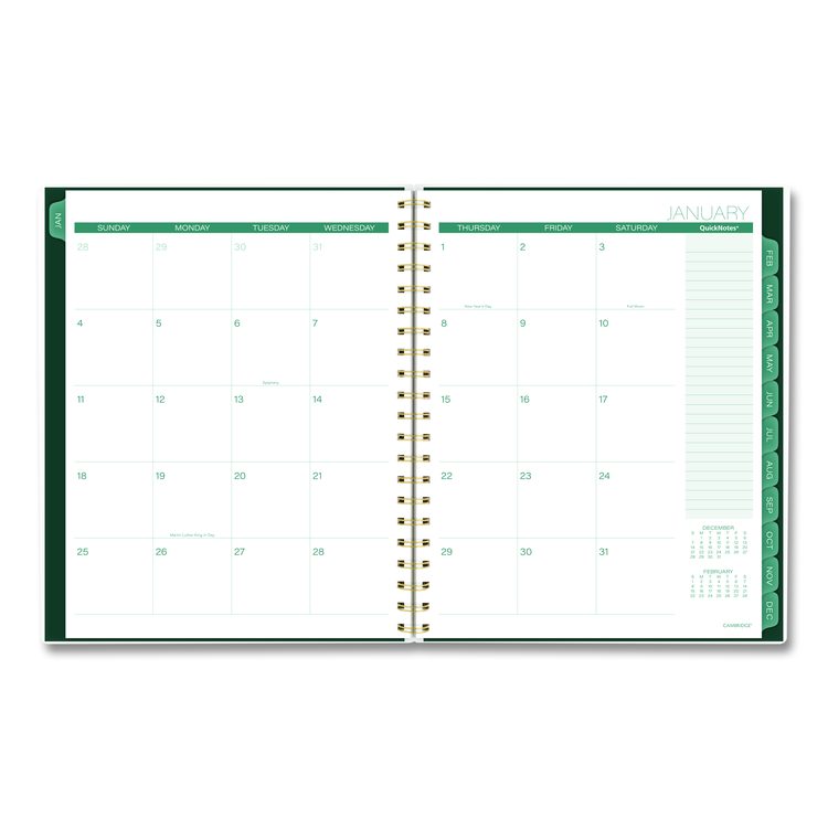 Emerald Isle Weekly/Monthly Planner, 11 x 8.5, Green Marbled Cover, 12-Month (Jan-Dec): 2026