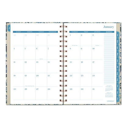 Elizabeth Weekly/Monthly Planner, 8.5 x 5.5, Floral Artwork, Blue Cover, 12-Month (Jan-Dec): 2026