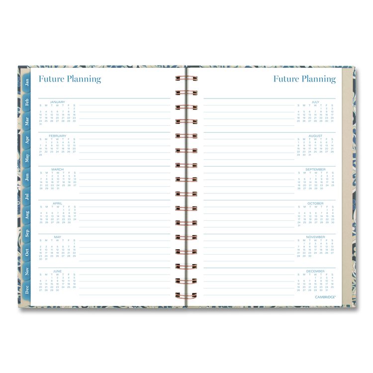 Elizabeth Weekly/Monthly Planner, 8.5 x 5.5, Floral Artwork, Blue Cover, 12-Month (Jan-Dec): 2026