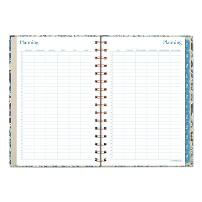 Elizabeth Weekly/Monthly Planner, 8.5 x 5.5, Floral Artwork, Blue Cover, 12-Month (Jan-Dec): 2026