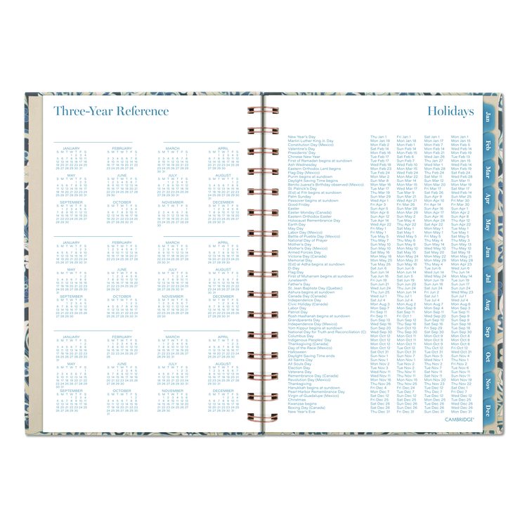 Elizabeth Weekly/Monthly Planner, 8.5 x 5.5, Floral Artwork, Blue Cover, 12-Month (Jan-Dec): 2026