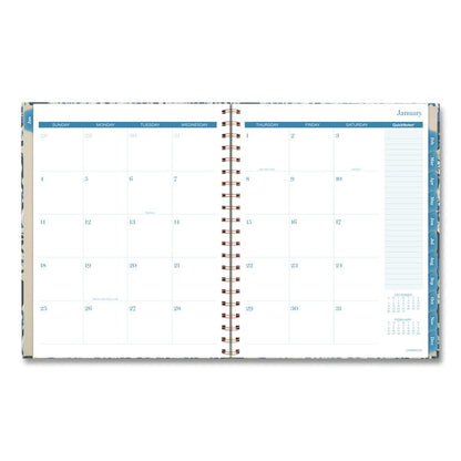Elizabeth Weekly/Monthly Planner, 11 x 8.5, Floral Artwork, Blue Cover, 12-Month  (Jan-Dec): 2026
