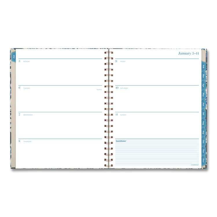 Elizabeth Weekly/Monthly Planner, 11 x 8.5, Floral Artwork, Blue Cover, 12-Month  (Jan-Dec): 2026