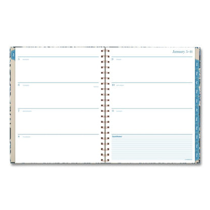 Elizabeth Weekly/Monthly Planner, 11 x 8.5, Floral Artwork, Blue Cover, 12-Month  (Jan-Dec): 2026