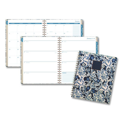 Elizabeth Weekly/Monthly Planner, 11 x 8.5, Floral Artwork, Blue Cover, 12-Month  (Jan-Dec): 2026