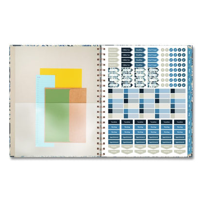 Elizabeth Weekly/Monthly Planner, 11 x 8.5, Floral Artwork, Blue Cover, 12-Month  (Jan-Dec): 2026