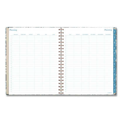 Elizabeth Weekly/Monthly Planner, 11 x 8.5, Floral Artwork, Blue Cover, 12-Month  (Jan-Dec): 2026