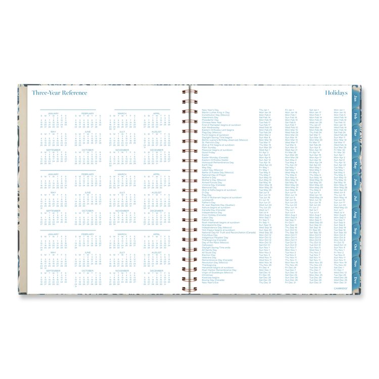 Elizabeth Weekly/Monthly Planner, 11 x 8.5, Floral Artwork, Blue Cover, 12-Month  (Jan-Dec): 2026