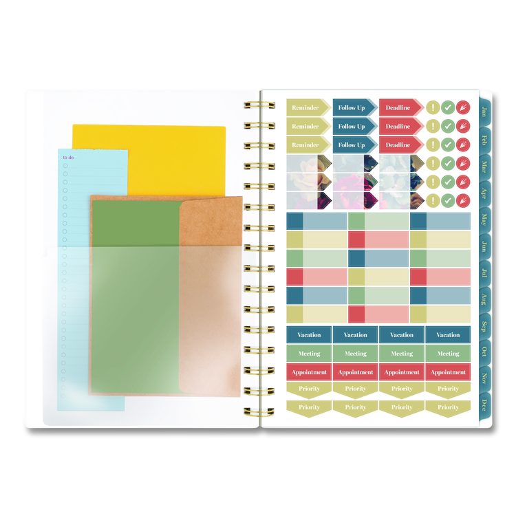 Midnight Garden Weekly/Monthly Planner, 8.5 x 5.5, Floral Artwork, Black/Pink/Green Cover, 12-Month (Jan-Dec): 2026