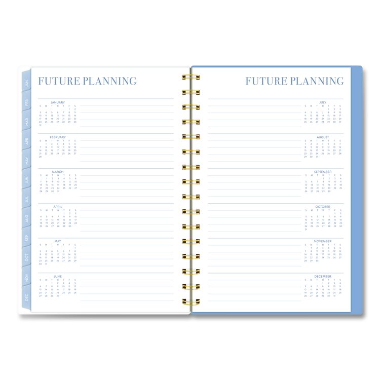 Weekly/Monthly Calista Floral Planners, 8.5 x 5.5, Floral Artwork, Blue/Purple/Green Cover, 13-Month: Jan 2026 to Jan 2027