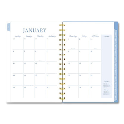 Weekly/Monthly Calista Floral Planners, 8.5 x 5.5, Floral Artwork, Blue/Purple/Green Cover, 13-Month: Jan 2026 to Jan 2027