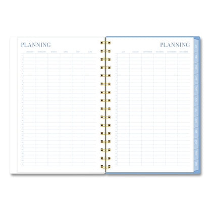 Weekly/Monthly Calista Floral Planners, 8.5 x 5.5, Floral Artwork, Blue/Purple/Green Cover, 13-Month: Jan 2026 to Jan 2027