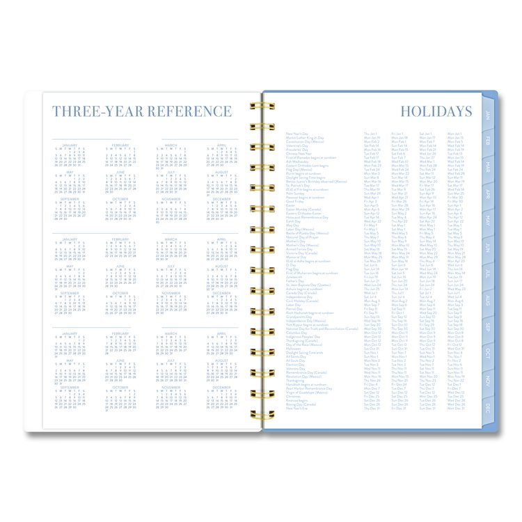 Weekly/Monthly Calista Floral Planners, 8.5 x 5.5, Floral Artwork, Blue/Purple/Green Cover, 13-Month: Jan 2026 to Jan 2027
