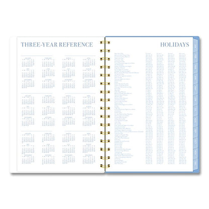 Weekly/Monthly Calista Floral Planners, 8.5 x 5.5, Floral Artwork, Blue/Purple/Green Cover, 13-Month: Jan 2026 to Jan 2027