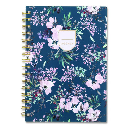 Weekly/Monthly Calista Floral Planners, 8.5 x 5.5, Floral Artwork, Blue/Purple/Green Cover, 13-Month: Jan 2026 to Jan 2027
