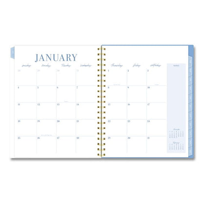 Weekly/Monthly Calista Floral Planners, 11 x 8.5, Floral Artwork, Blue/Purple/Green Cover, 13 Month: Jan 2026 to Jan 2027