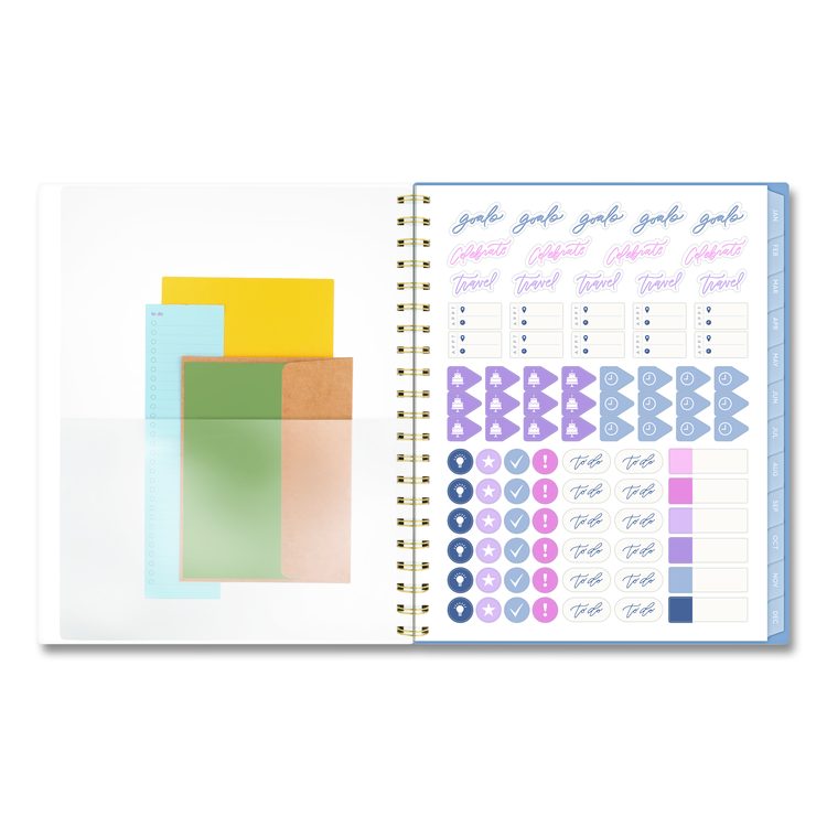 Weekly/Monthly Calista Floral Planners, 11 x 8.5, Floral Artwork, Blue/Purple/Green Cover, 13 Month: Jan 2026 to Jan 2027