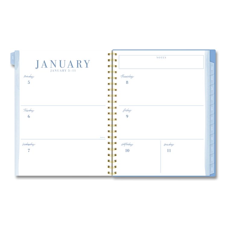 Weekly/Monthly Calista Floral Planners, 11 x 8.5, Floral Artwork, Blue/Purple/Green Cover, 13 Month: Jan 2026 to Jan 2027
