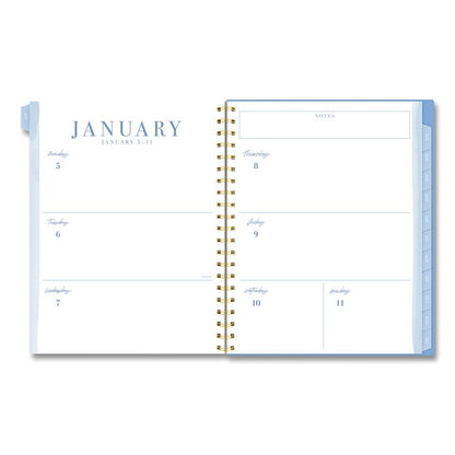 Weekly/Monthly Calista Floral Planners, 11 x 8.5, Floral Artwork, Blue/Purple/Green Cover, 13 Month: Jan 2026 to Jan 2027