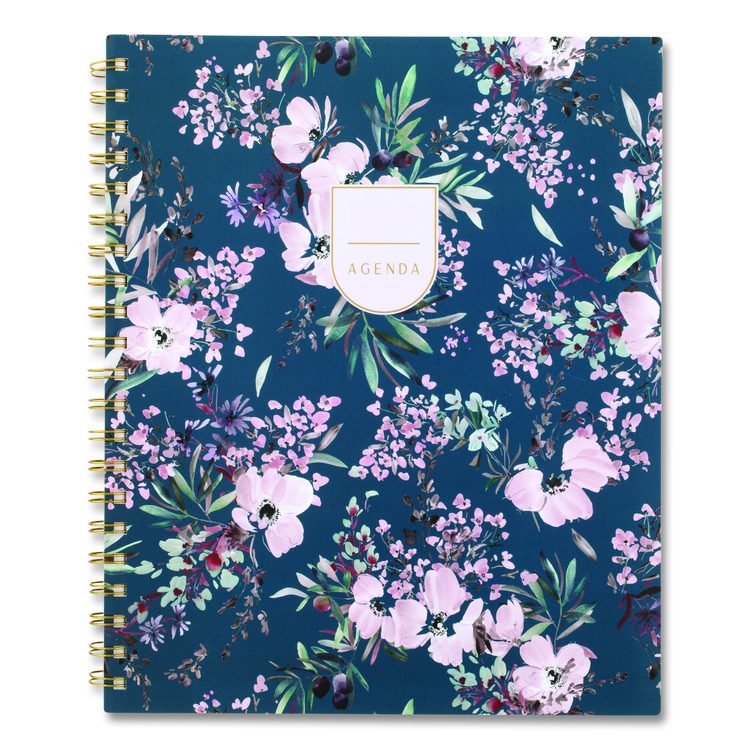 Weekly/Monthly Calista Floral Planners, 11 x 8.5, Floral Artwork, Blue/Purple/Green Cover, 13 Month: Jan 2026 to Jan 2027