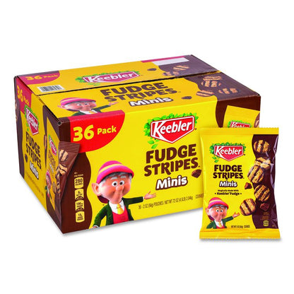Mini Cookies, Fudge Stripes, 2 oz Pouch, 36/Box