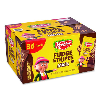 Mini Cookies, Fudge Stripes, 2 oz Pouch, 36/Box