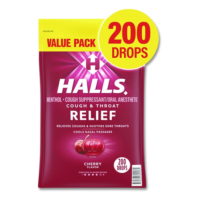 Relief Cough Drops - Value Size, Cherry, 200/Pack
