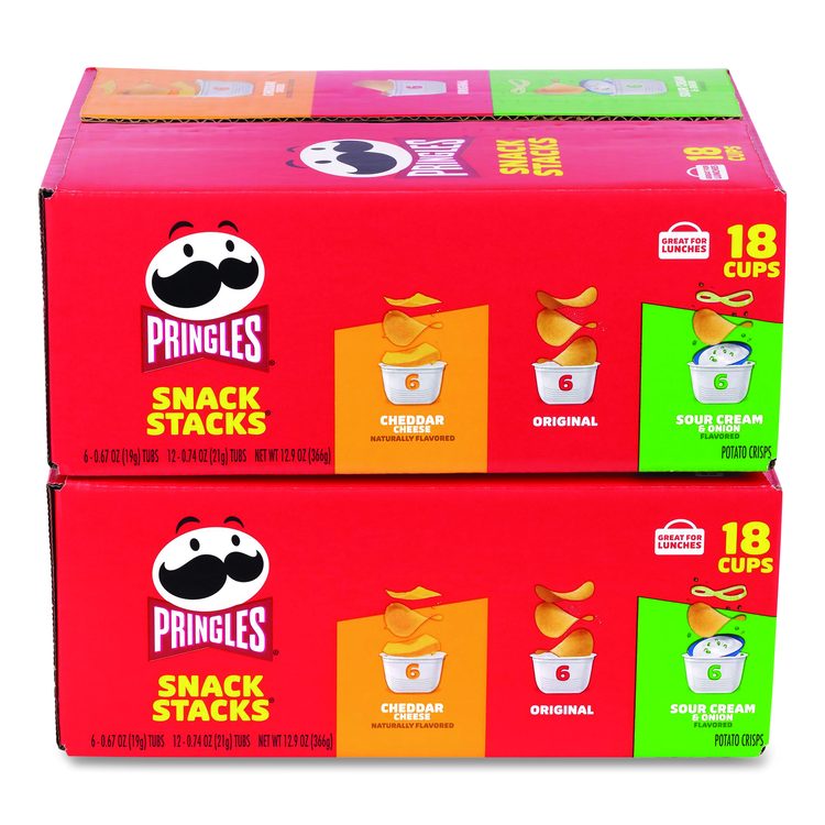 Mini Milk Chocolate and Pringles Snack Stacks Variety Combo Pack, 62 oz Bag Mini/Fun Size, (36) Cups Assorted Flavors/Bundle