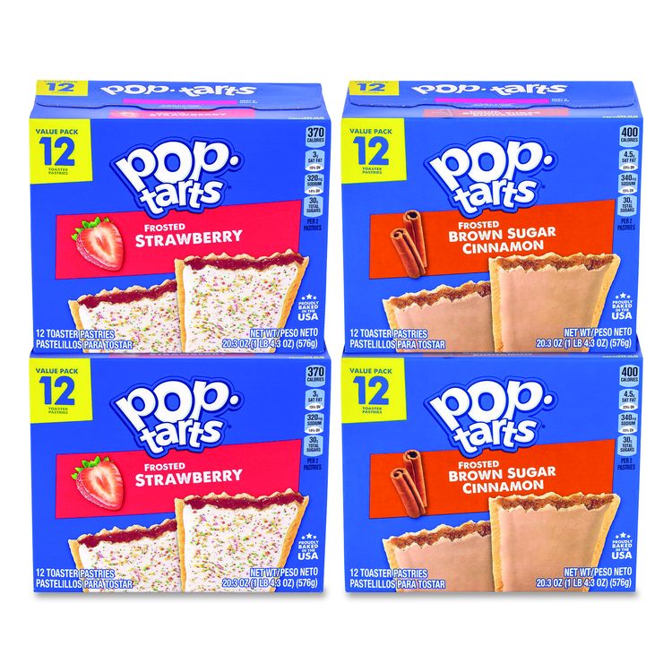 Red Bull Energy Drink and Pop Tart Combo Pack,(24) 12oz Cans,(24) Frosted Strawberry/(24) Frosted Brown Sugar Cinnamon/Bundle