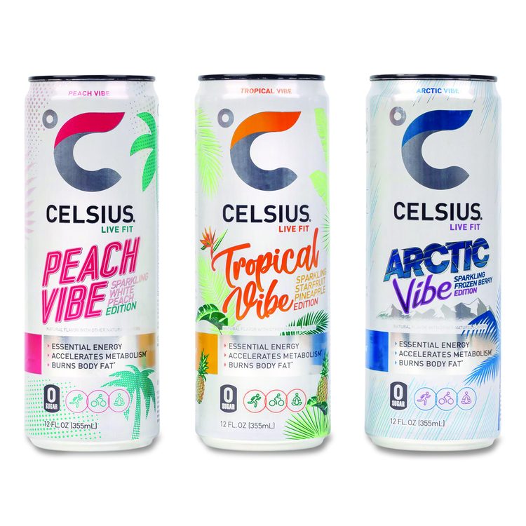 Celcius Vibe and Pop Tarts Variety Combo Pack,(18) 12oz Cans,(24) Frosted Strawberry/(24) Frosted Brown Sugar Cinnamon/Bundle