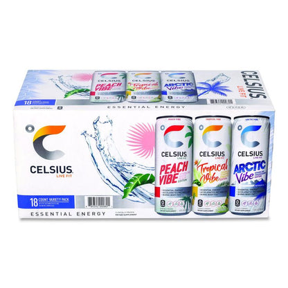 Celcius Vibe and Pop Tarts Variety Combo Pack,(18) 12oz Cans,(24) Frosted Strawberry/(24) Frosted Brown Sugar Cinnamon/Bundle