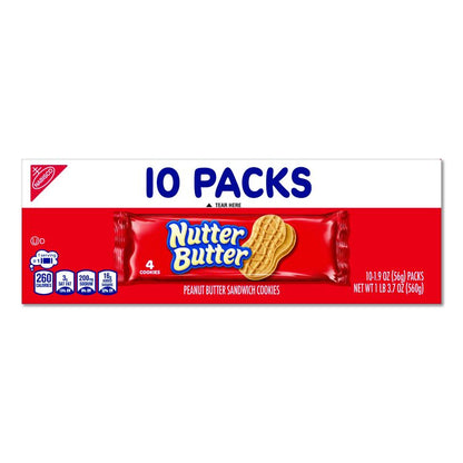 Nutter Butter, Peanut Butter, 1.9 oz, 4 Cookies/Pack, 10 Packs/Box