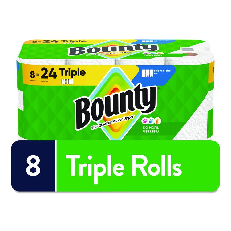 Select-a-Size Kitchen Roll Paper Towels, 2-Ply, White, 6 x 11, 123 Sheets/Roll, 8 Triple Rolls/Carton