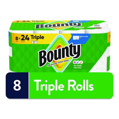Select-a-Size Kitchen Roll Paper Towels, 2-Ply, White, 6 x 11, 123 Sheets/Roll, 8 Triple Rolls/Carton