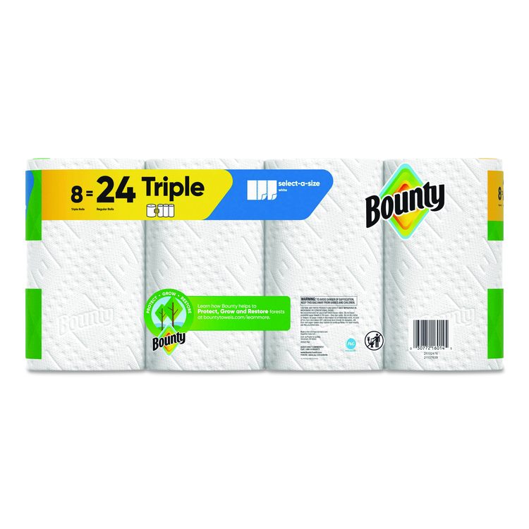 Select-a-Size Kitchen Roll Paper Towels, 2-Ply, White, 6 x 11, 123 Sheets/Roll, 8 Triple Rolls/Carton