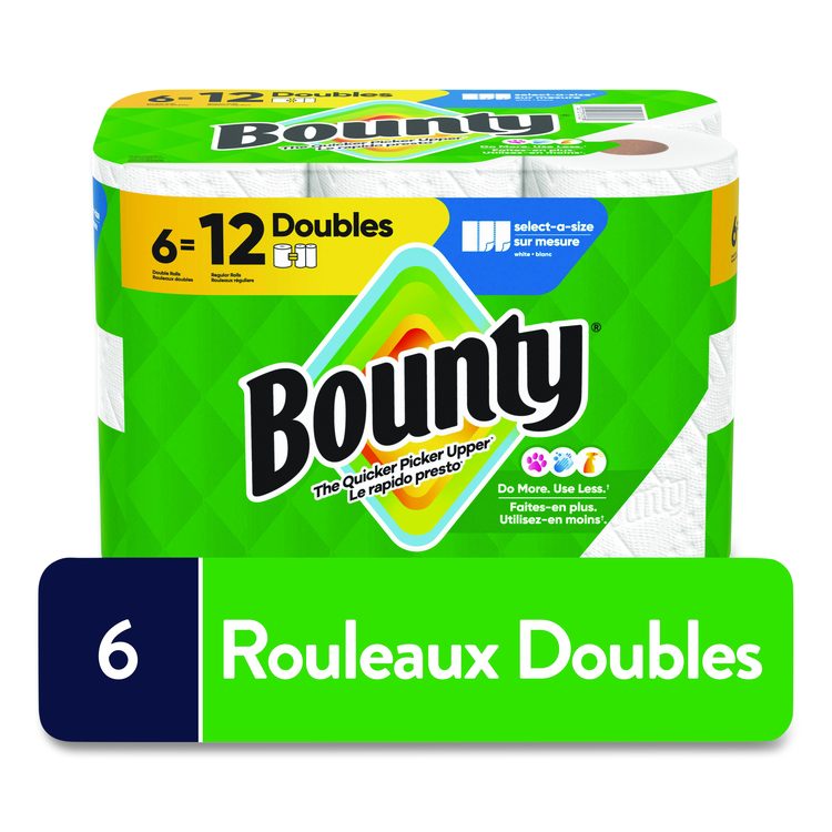 Select-a-Size Kitchen Roll Paper Towels, 2-Ply, 6 x 11, White, 82 Sheets/Double Roll, 6 Rolls/Carton