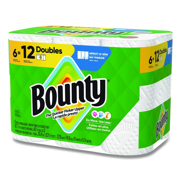 Select-a-Size Kitchen Roll Paper Towels, 2-Ply, 6 x 11, White, 82 Sheets/Double Roll, 6 Rolls/Carton