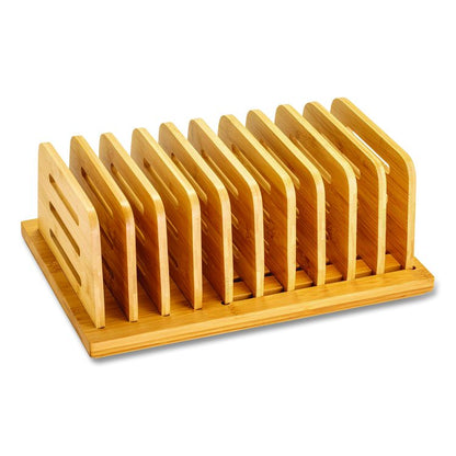 Bamboo Large File Sorter, 9 Sections, A6/A7/A8/A9/Legal/Letter/Tabloid Size Files, 14.09 x 10.04 x 3.82, Brown