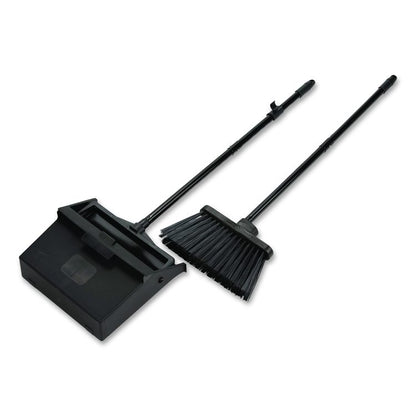 Duo-Pan Upright Dust Pan and Broom, 11.8 x 36, 24.5" Handle, Plastic, Black