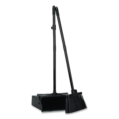 Duo-Pan Upright Dust Pan and Broom, 11.8 x 36, 24.5" Handle, Plastic, Black