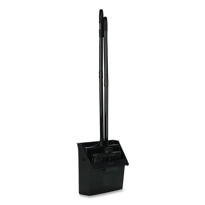 Duo-Pan Upright Dust Pan and Broom, 11.8 x 36, 24.5" Handle, Plastic, Black