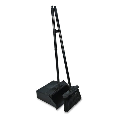 Duo-Pan Upright Dust Pan and Broom, 11.8 x 36, 24.5" Handle, Plastic, Black