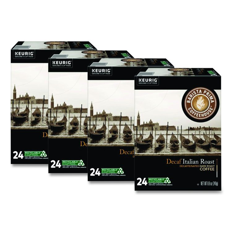 Decaf Italian Roast Coffee K-Cups, 24/Box, 4 Boxes/Carton